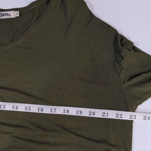Michael Stars Long Sleeve V Neck Olive Green Tee One Size - Picture 6 of 7